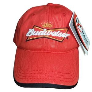NWT NASCAR Budweiser Chase‎ Dale Jr Adjustable Baseball Cap Red Flames